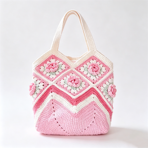 Bolso <span class=keywords><strong>de</strong></span> <span class=keywords><strong>abuela</strong></span> 100% hecho a mano a crochet para mujer, creativo y dulce, con forma <span class=keywords><strong>de</strong></span> barril, forro <span class=keywords><strong>de</strong></span> lona, cierre magnético, grande - Product Image 5