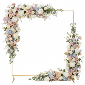 Support de toile de fond carré en métal doré <span class=keywords><strong>pour</strong></span> arche de ballons, idéal <span class=keywords><strong>pour</strong></span> cérémonies de mariage, fêtes d'anniversaire, baby showers et décorations de fond. - Product Image 1