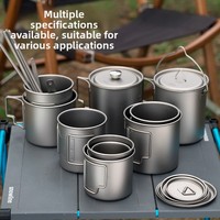 Tasse en titane pur pour l'extérieur, bouteille d'eau de camping, tasse à thé portable, tasse à café domestique, ultra-légère, multi-usages