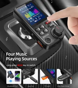 Adattatore trasmettitore FM Bluetooth per auto di vendita calda Amazon con schermo a colori da 1.8 "chiamate in vivavoce trasmettitore Bluetooth FM per auto