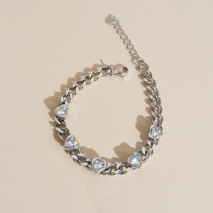 Pulsera de Cadena de Acero Inoxidable Color Dorado con Circonita Verde, Joyería para <span class=keywords><strong>Parejas</strong></span>, Brazalete Impermeable, Pulsera de Corazón a la Moda para Mujer - Product Image 5