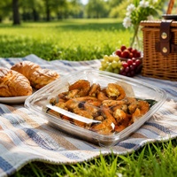 Boîte de conditionnement alimentaire en plastique transparente empilable pour plats préparés, plats à emporter, crevettes surgelées, avec couvercle transparent