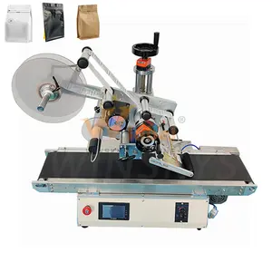 High Speed Flat Pouch Bag Tag Card Auto Tabletop Labeler Bag With Valve And Tin Tie Labeling Machine