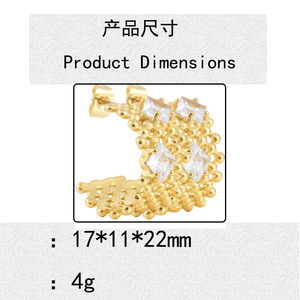Gold Stainless Steel Hoop <b>Earrings</b> With <b>Crystal</b> Stones Geometric Mesh Design Party Jewelry U Shape <b>Stud</b> <b>Earrings</b> - Product Image 4