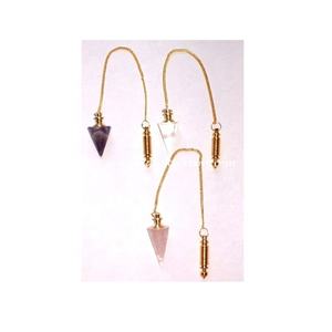 Mélange de Pierres Précieuses Cône Pendules En Métal - Product Image 1