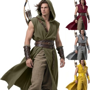 Capa Medieval con Capucha para Hombre, Túnica sin Mangas Estilo Renacentista, Disfraz Vikingo, Cosplay de Asesino - Product Image 3