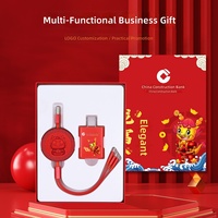Coffret Cadeau Cheval 2026 – Boîte Cadeau d'Affaires Rouge à Ouverture Facile avec Câble de Données – Ensemble Deux Pièces Connecteurs Lightning/Micro USB/Type-C – Charge Rapide