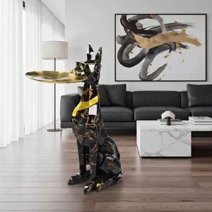 Large Light Resin Doberman Dog Butler Sculpture - Floor-Standing Home Decor - Product Image 3