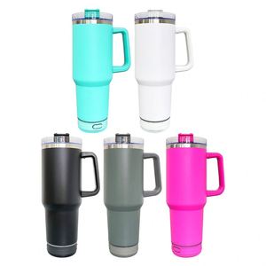 New Design Stainless Steel Vacuum Insulated Player <b>Music</b> Powder Coated 40Oz Speaker Tumbler Handle With Straws - Product Image 3