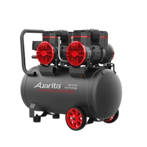 Auarita Compressor de ar portátil de baixo nível de ruído, de alta qualidade, 50 litros, silencioso e resistente, de cilindro duplo, sem óleo