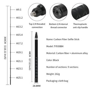 3M Durable Ultra Super Long Extension Monopod 3 in 1 Invisible Carbon Fiber Selfie Stick for GoPro Insta360 <strong>Insta</strong> 360 GO2 ONE <strong>X2</strong> - Product Image 5