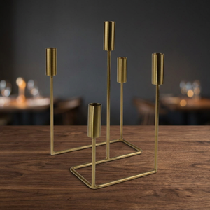 Centre de table de table de luxe moderne en or à 5 niveaux, pièce maîtresse décorative, ensemble de bougeoirs en métal pour Noël pour bocaux à bougies - Product Image 3