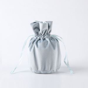 Bolsas de Terciopelo Lisas con Cordón, Tamaño Grande 18*16cm, Base Redonda de 10cm, para Guardar Collares, Cristales, Lápices Labiales - Product Image 5