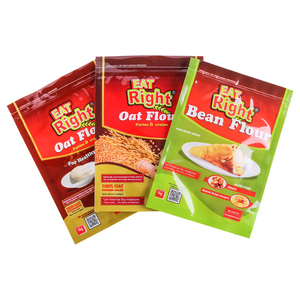 Sachet d'emballage alimentaire personnalisé à fond plat en PE <span class=keywords><strong>de</strong></span> qualité alimentaire avec fermeture éclair thermoscellable et pochette autoportante à marquage à chaud pour la <span class=keywords><strong>farine</strong></span> - Product Image 4