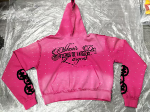 Hoodie court personnalisé en coton French Terry avec impression sérigraphiée, appliqué brodé, effet délavé à l'acide, strass et surpiqûres inversées - Product Image 2