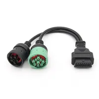 Câble de diagnostic OBD2 pour camion, connecteur 16 broches SAE J1708 CAN J1939, OBD vers OBD2 6 broches 9 broches pour Cummins et camions Deutsch