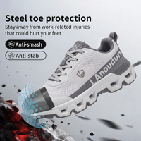 Sepatu Safety Pria LAnoudun Anti Tusuk, Anti Panas, Bahan Rajut, Sol MD, Sepatu Kerja Bengkel Musim Dingin untuk Pria