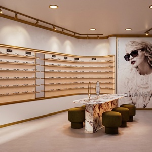 Design d'intérieur moderne pour magasin d'optique, vitrine personnalisée pour lunettes, mobilier de magasin de lunettes de soleil avec éclairage LED - Product Image 6