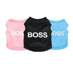 Vêtements pour chiens d'été en gros, t-<span class=keywords><strong>shirt</strong></span> pour animaux de compagnie, gilet imprimé avec la lettre <span class=keywords><strong>BOSS</strong></span>, t-<span class=keywords><strong>shirt</strong></span> pour chien - Product Image 1