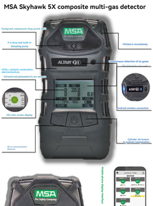 ALTAIR Série 5X, détecteur de gaz combustible/toxique portable industriel, CH4 CO2 H2S CO O2 NH3, écran LCD, batterie Li-ion rechargeable - Product Image 1