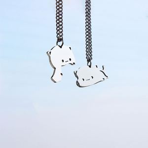Collares de Acero Inoxidable para Parejas, Colgante de Gato Abrazado, Cadena para Hombre y Mujer, Joyería, Regalos para Amigos - Product Image 2