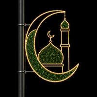 Guirlande lumineuse LED étanche IP65 RoHS 2D en forme de dôme croissant pour parcs et promenades, motif Ramadan, pour éclairage de poteaux de rue