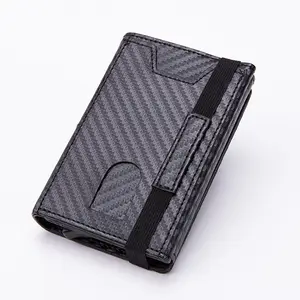 Aluminum Automatic Pop Up Wallets Custom RFID Blocking Cork Leather Men's Wallets For Men