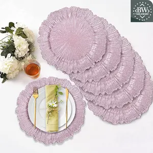 Round Rose Gold Reef Charger Plates Weddings Elegant Charger Plates Plastic Rose Gold Charger Set For Wedding Decoration