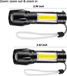 ไฟฉาย LED COB ซูมได้ แสงสว่างพิเศษ Wrrozz ขนาดเล็ก พกพาสะดวก ชาร์จผ่าน USB สำหรับกรณีฉุกเฉิน แคมป์ปิ้ง และไฟฉายค้นหาแบบพกพา - Product Image 2