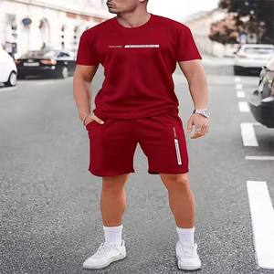 Ensemble short et haut décontracté en coton à col rond pour homme grande taille <span class=keywords><strong>Chen</strong></span> Jing, respirant, tricoté 180g, imprimé par transfert thermique, personnalisable - Product Image 5