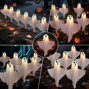 Lot de 6 lampes solaires LED IP65 autoportantes en plastique pour Halloween, décorations fantômes lumineuses et effrayantes pour allées - Product Image 4