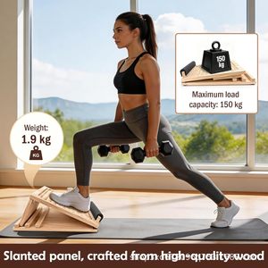 Tabla de estiramiento de madera, pedal inclinado para fitness en casa, tabla de estiramiento de madera para masaje de pies, tabla de ejercicios de yoga. - Product Image 3
