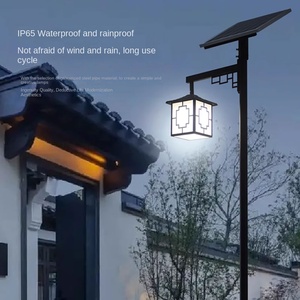 Lampu halaman antik gaya Tiongkok kustom lampu jalan tenaga surya 3 meter halaman rumput luar ruangan LED tahan air dan modern sederhana