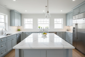 FREE SAMPLE 100% VIETNAM ARTIFICIAL QUARTZ CALACATTA OCEAN BIG SLAB MODERN DESIGN Eco-Friendly for HOTEL KITCHEN & BATHROOM - Product Image 3