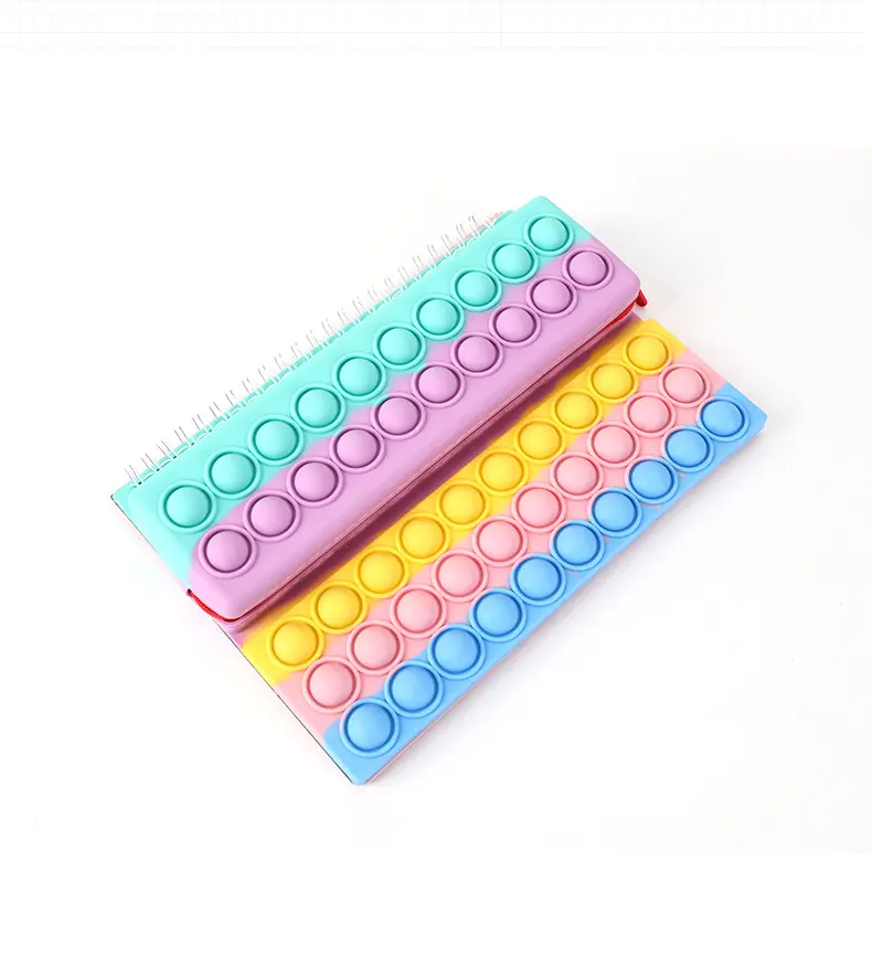 Venta caliente de fábrica de silicona Pop Cover Note Pads Sensory Rainbow Animal Push Toy Notebooks para niños
