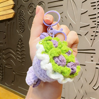 Gantungan Kunci Buket Bunga Rajut Buatan Tangan, Aksesoris Tas Terbaru, Boneka Amigurumi Lucu, Mainan Rajut Mawar, Liontin Gantungan Kunci Dekoratif