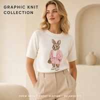 Pull court en coton blanc côtelé pour femme avec patch lapin crocheté à la main