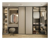 Armoire encastrée de luxe armoire multifonctionnelle pour le rangement de vêtements armoire à portes coulissantes en verre avec éclairage et tiroir de rangement