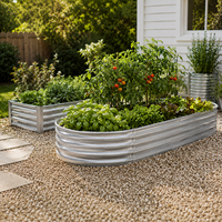 Jardinière surélevée en acier galvanisé, bac à fleurs ovale, rond, carré, extra large, portable, résistant à la décomposition, pour extérieur