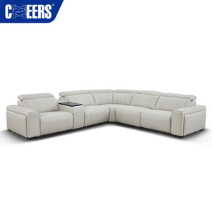 MANWAH CHEERS <span class=keywords><strong>Canapé</strong></span> d'angle électrique haut de gamme en <span class=keywords><strong>cuir</strong></span> pleine fleur avec mécanisme inclinable et appuie-tête motorisé - Product Image 2