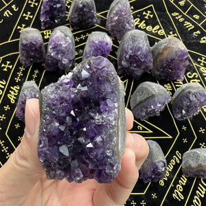 Ornamento pequeño de amatista, amatista <span class=keywords><strong>Natural</strong></span> de cristal de roca, racimo de geoda pequeño de Perú para curación - Product Image 2