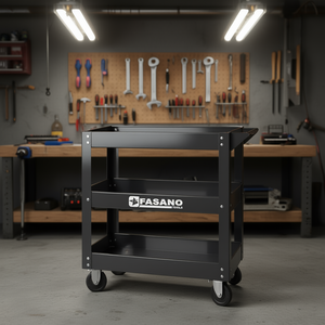 Carrito de herramientas de acero de 3 niveles Fasano Tools con ruedas para almacenamiento en taller - Product Image 3