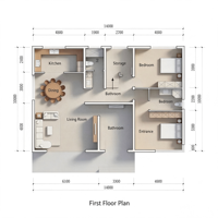 Villa Prefabricada Moderna de Lujo de 2 Pisos y 3 Dormitorios, Casa Residencial Prefabricada con Estructura de Acero Ligero Totalmente Amueblada