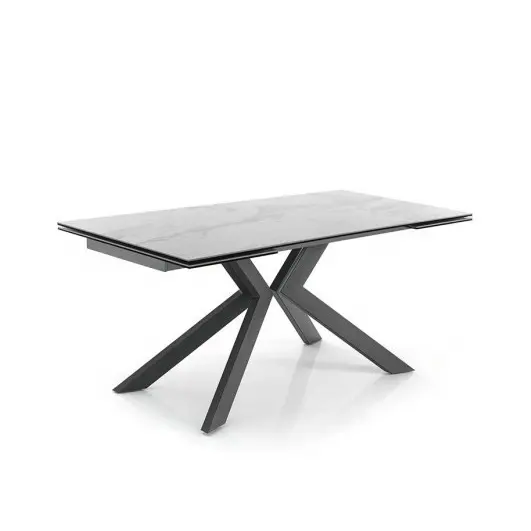 拡張可能なガラストップスクエアダイニングテーブル6-10席モダンセラミックトップミーティングテーブル