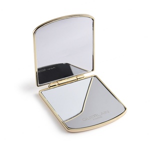 <b>Square</b> Shape Engraved Laser Gold Plated Dual Side Makeup <b>Mirror</b> with Velvet Pouch - Product Image 6