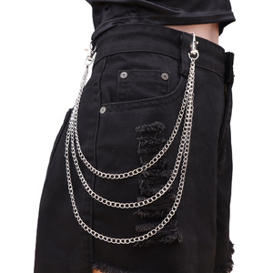 โซ่คาดเอวโลหะหลายชั้นสีทองสำหรับสไตล์ฮิปฮอปเดนิม - Product Image 2