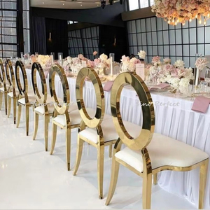 Chaise de salle à manger ronde en acier inoxydable doré, mobilier de luxe pour banquet, fête, mariage, vente chaude - Product Image 1