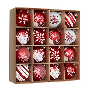 EAGLEGIFTS 30-170mm 70pcs rouge et blanc transparent incassable décorations d'arbre de Noël boule de Noël en plastique pour l'intérieur