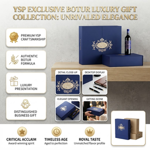 Custom Luxury Wine <strong>Gift</strong> Box, Blue Gate Fold Rigid Packaging Case with Foam Insert for Red Wine, Glasses, and Corporate Gifting - Product Image 1