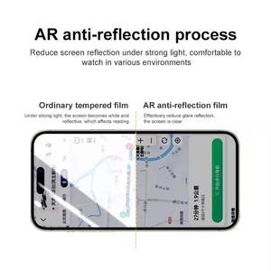 ฟิล์มกระจกนิรภัยแบบ AR ป้องกันแสงสะท้อน สำหรับ iPhone15 16 17 18 ความคมชัดสูง AR 95% 9H 2.5D ฟิล์มป้องกันแบบซิลค์สกรีน - Product Image 3